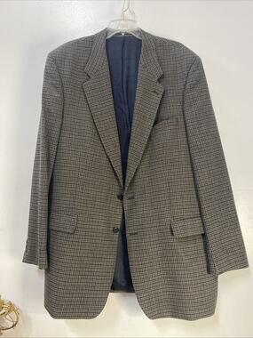 Vintage Carlo Mandrone Mens Suit Jacket Wool 46X Lined -2 Button Pockets 90s